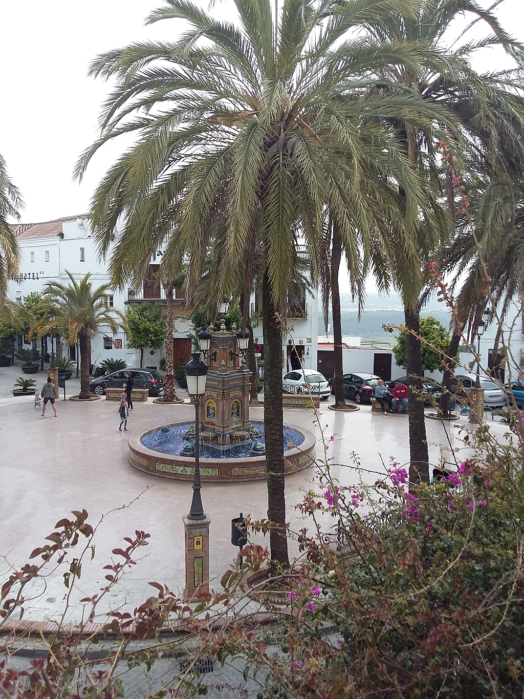 Looking down on plaza